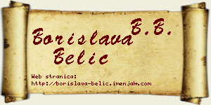 Borislava Belić vizit kartica